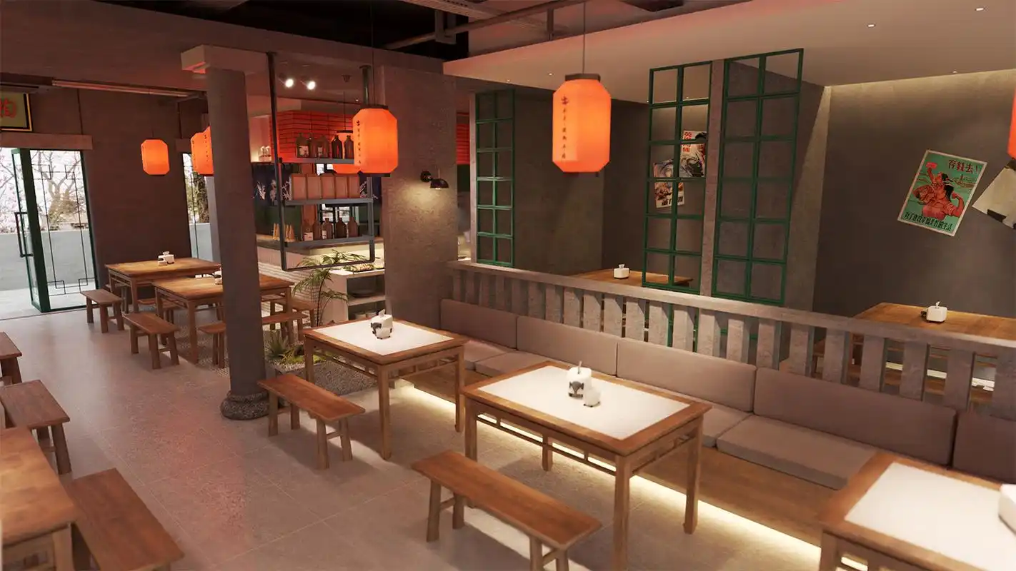 非遗传承翘脚牛肉中餐厅设计,装修设计效果图