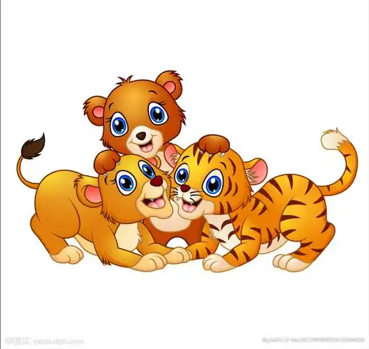 三只可爱卡通动物矢量素材图片