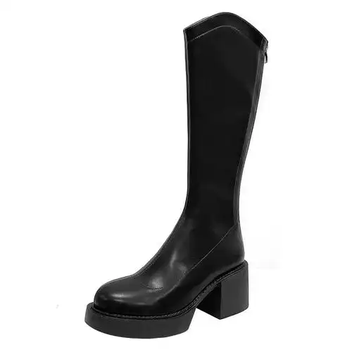 长筒靴女2024不过膝长靴大腿围高跟骑士靴子厚底瘦瘦靴高筒小个子