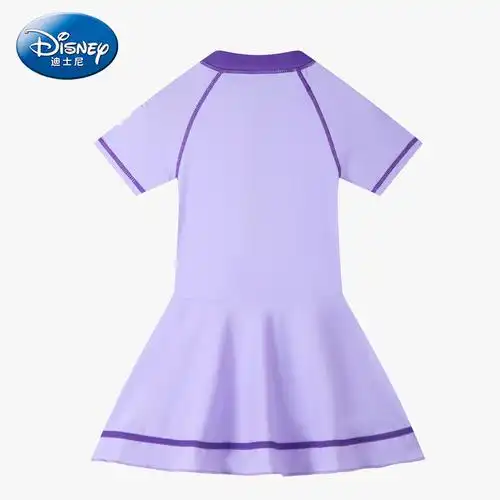 迪士尼儿童泳衣女孩2024新款少儿专业游泳衣女童艾莎公主爱莎宝宝