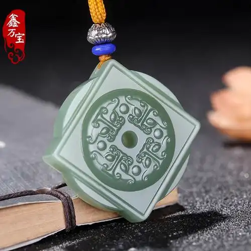吊坠和田貔貅男士男款四方平安扣青玉玉佩挂件颈饰