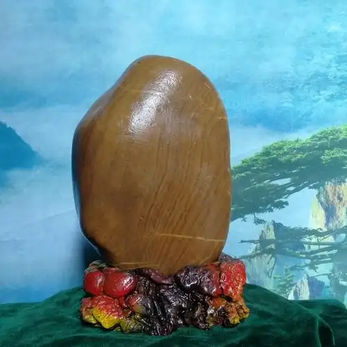 三江木纹石摆件