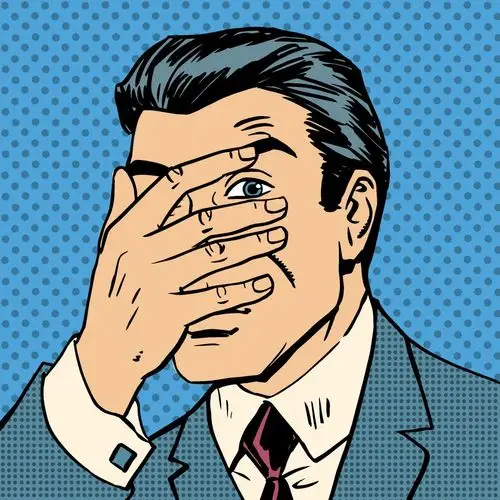 手捂脸的卡通男人