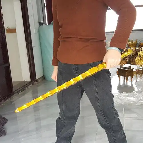 纯铜打神摆件实心鞭子法器姜子牙子牙神鞭佛堂摆件