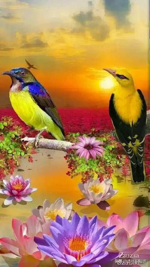 请你欣赏花鸟美景