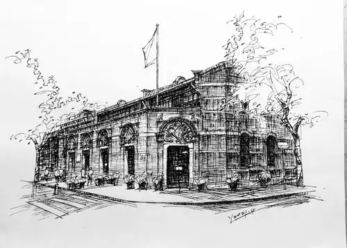 类别:钢笔画作者:魏云龙作品:一大会址类别:钢笔画作者:魏云龙作品:红