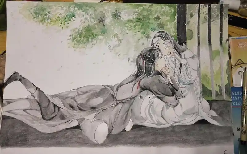 【水彩】忘羡_哔哩哔哩 (゜-゜)つロ 干杯~-bilibili