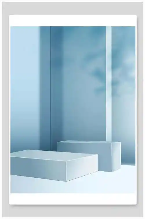 立体空间产品展示淡蓝色背景