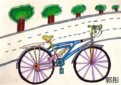 少儿书画作品-《自行车》/儿童书画作品《自行车》欣赏_中国少儿美术