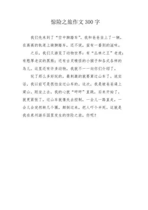 惊险之旅作文300字