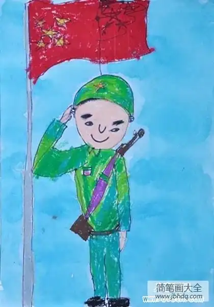 小朋友八一建军节题材儿童画图片:人民子弟兵_其他-画画图片大全