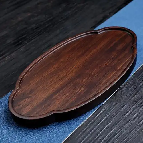 整块黑檀木茶盘 实木干泡盘 家用简约长方形茶台 茶海 茶托 茶座