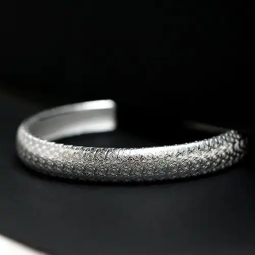 千足银祥云纹理手镯 时尚大方 送长辈送妈妈礼物