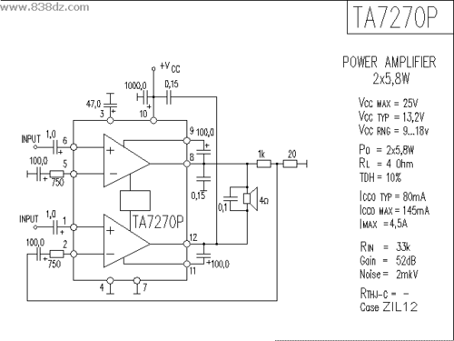 有ta7270p功放接成btl电路吗?