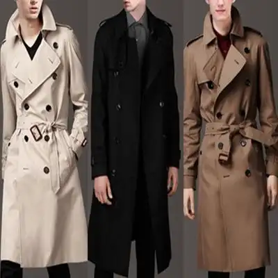 春秋季新款男士风衣英伦双排扣长款修身休闲商务高端韩版时尚外套
