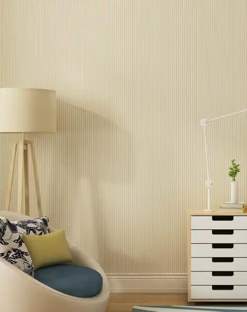 欣旺简约立体纱线纯色无纺布温馨墙纸-香槟色