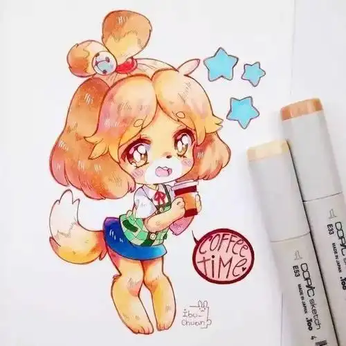 马克笔手绘敲可爱滴马克笔手绘动漫插画你们相信这是画出来的嘛67