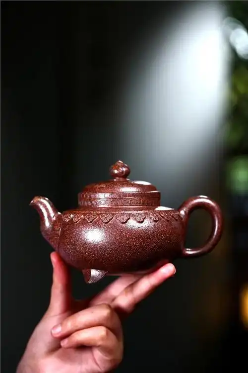 陈月娥紫砂壶价格|真品全手工云肩如意壶黄金砂340cc