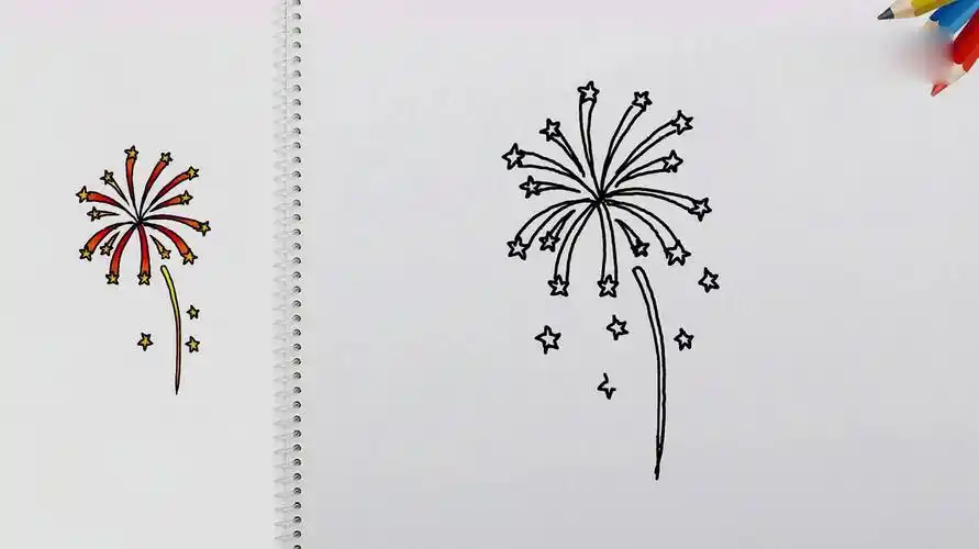 国庆节烟花简笔画,专业老师来教你简单漂亮彩色烟花怎么画烟花简笔画