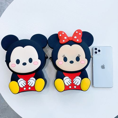 网红少女小包包2021新款潮儿童可爱硅胶迪士尼卡通米妮斜挎手机包