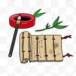 中国古代竹简插画紫色底部红色边缘卷轴手绘插画没有搜到合适的元素?