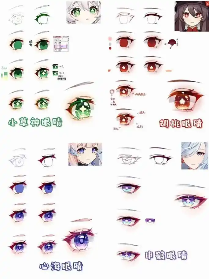 二次元眼睛的绘画方法,赶紧学73.有整理出来的临摹素 - 抖音