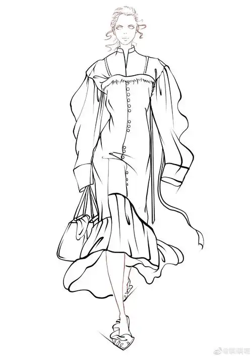 服装设计效果图|线稿练习