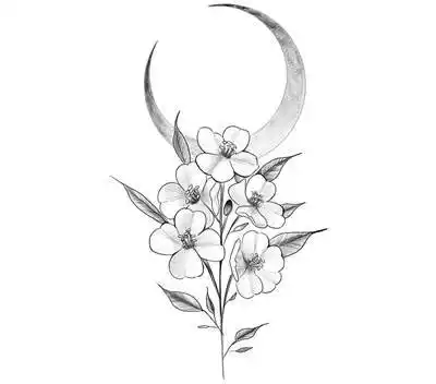 41张简约小清新月亮纹身手稿素材
