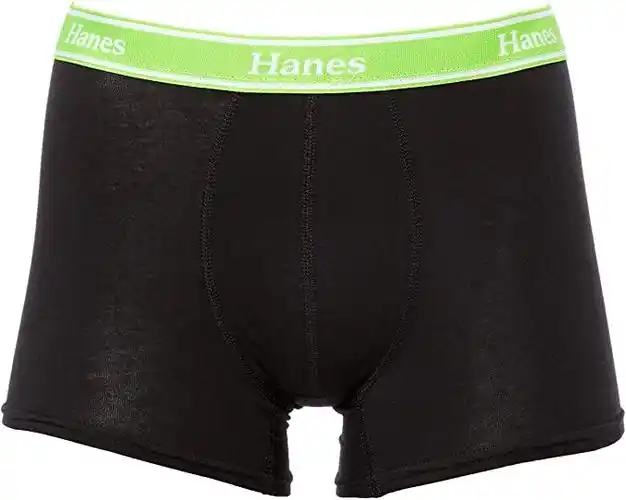 [hanes] 平角内裤 前闭 hm6eh210 男士 黑色×绿色 日本 ll (free