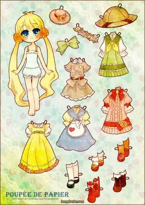 绿色洋装还是红色洋装公主贴纸换装a4打印图片下载