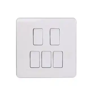 86型墙壁五开单控开关方形五联5键控制家用电灯面板开关暗装明装 关暗