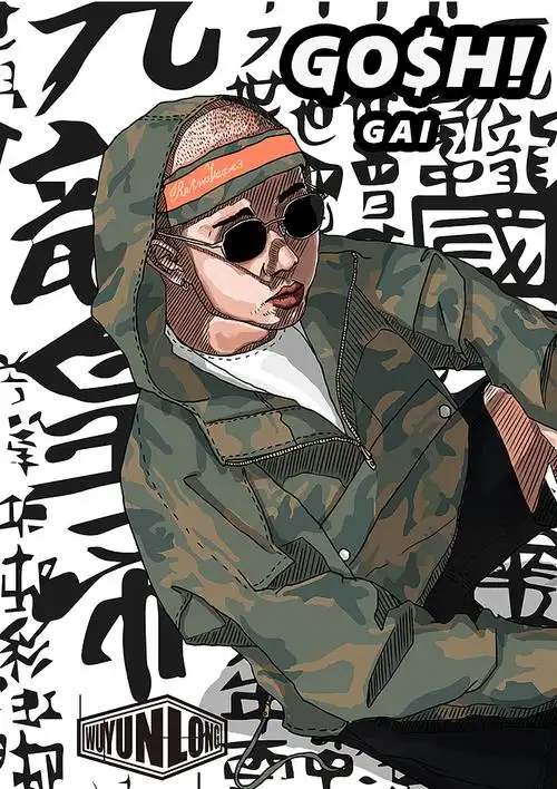 中国有嘻哈系列人物插画