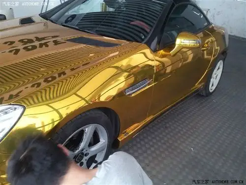 slk车身膜电镀金改色彻彻底底的土豪金