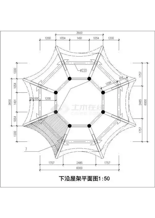 两层十六柱八角亭古建筑cad设计全套图