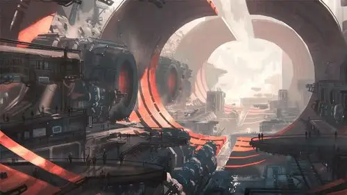 宇宙空间站科幻手绘高清桌面壁纸