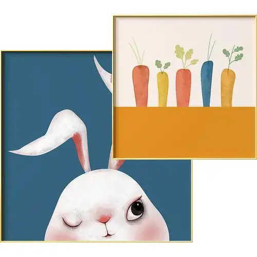 儿童装饰画温馨卧室床头挂画北欧卡通萌宠壁画现代装饰画