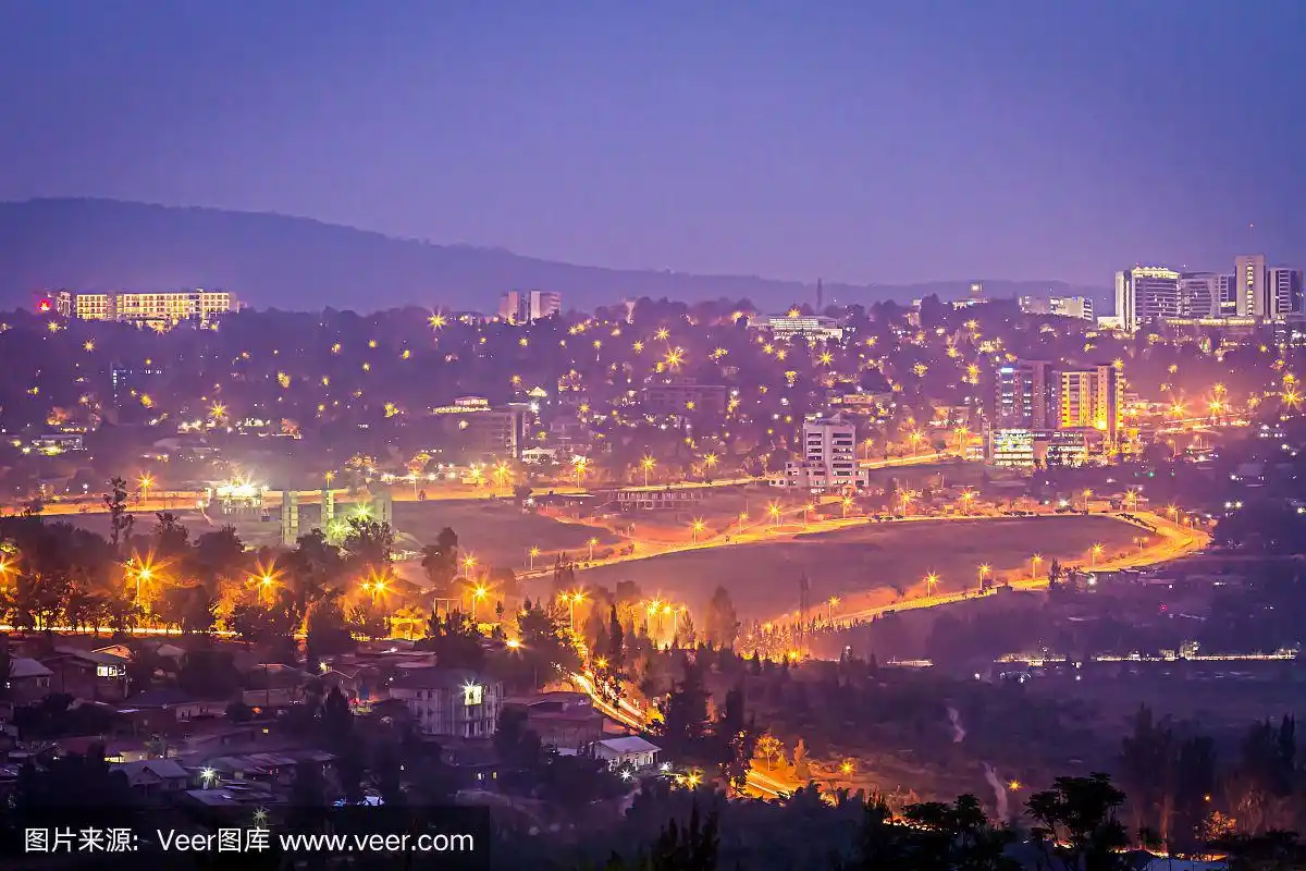 卢旺达首都基加利的夜景