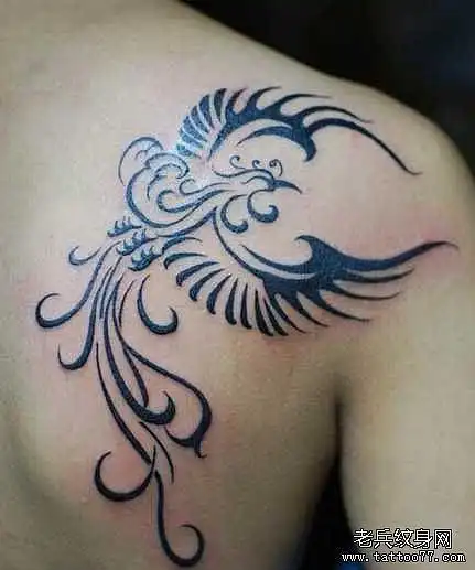 后背凤凰图腾纹身图案