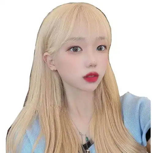 网红lisa同款rose色浅金色长直假发刘海jk整顶假发