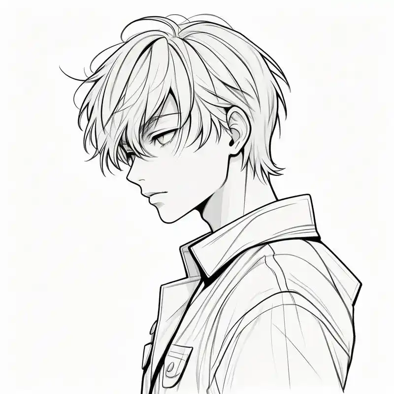 黑白素描动漫头像,忧郁男生必备9694