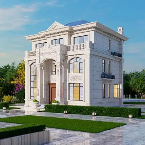 75平方米的欧式风格农村三层别墅,外观非常的豪华气派,2层高的入户