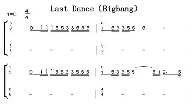 last dance(bigbang)好听 有试听 钢琴谱 简谱 钢琴双手简谱