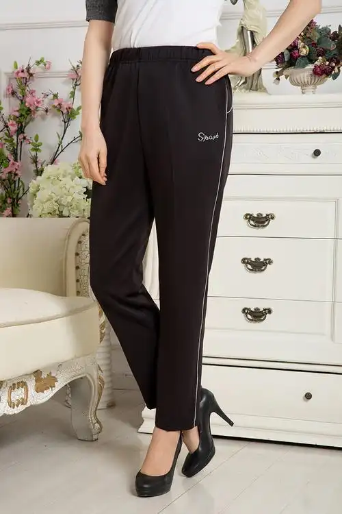 中老年女裤妈妈婆婆裤春装弹力松紧腰宽松直筒休闲运动裤长裤子