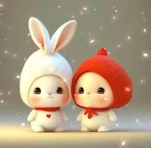 2023兔年可爱情侣头像,超萌新年兔子图片素材