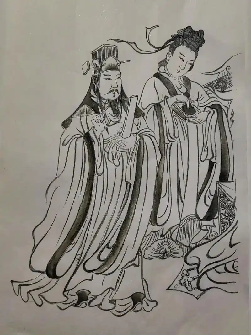 白描 #纯手绘 #白描古风美女图#工笔人物 #线稿 - 抖音