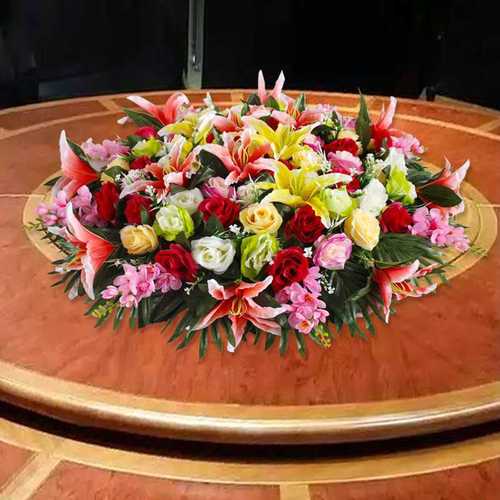 清新餐桌摆台花  装饰转盘花会所饭桌桌子圆桌大圆桌摆花大型包间