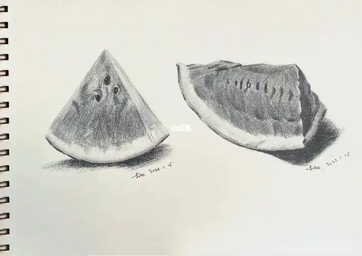 73画画日常167素描之水果西瓜