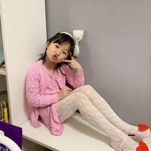 夏新款奶油色薄款镂空网眼蝴蝶结f纹儿童连裤袜 女童公主打底裤袜