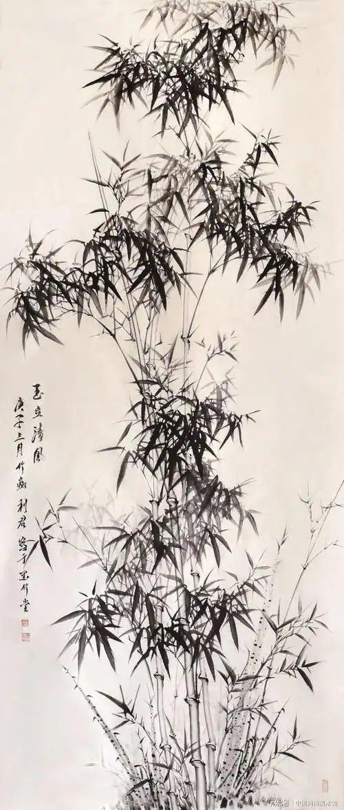 当代著名画家顾利君先生,远师东坡画红竹,后师板桥画