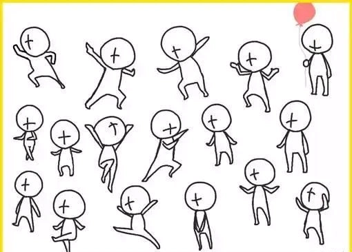 q版绘画素材一组超全超细致的q版人物动作pose简笔画